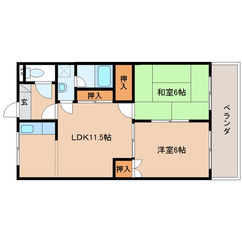 間取図 近鉄難波線・奈良線/近鉄奈良駅 バス15分州見橋東下車:停歩1分 3階 築24年