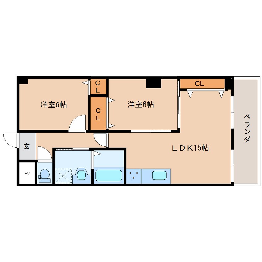 間取図 近鉄難波線・奈良線/新大宮駅 徒歩2分 6階 築37年