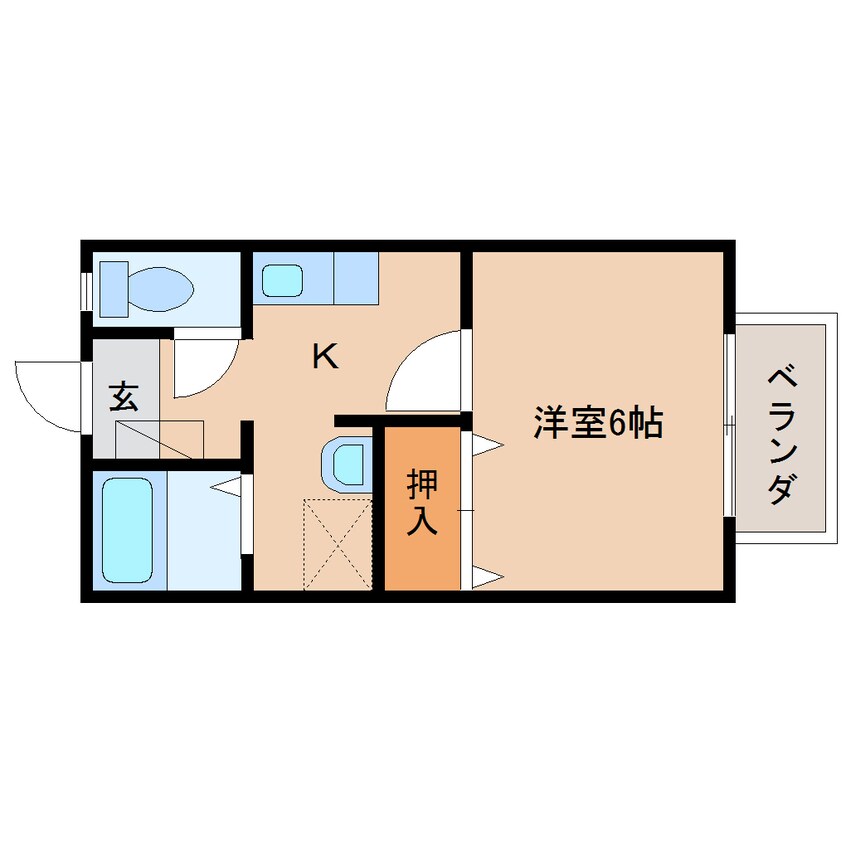 間取図 奈良線/平城山駅 徒歩6分 2階 築24年