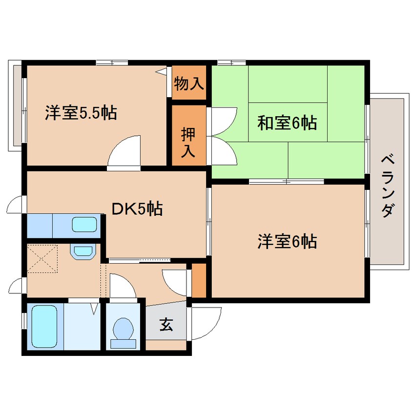 間取図 近鉄難波線・奈良線/近鉄奈良駅 バス15分木津南ソレイユ下車:停歩5分 1階 築25年