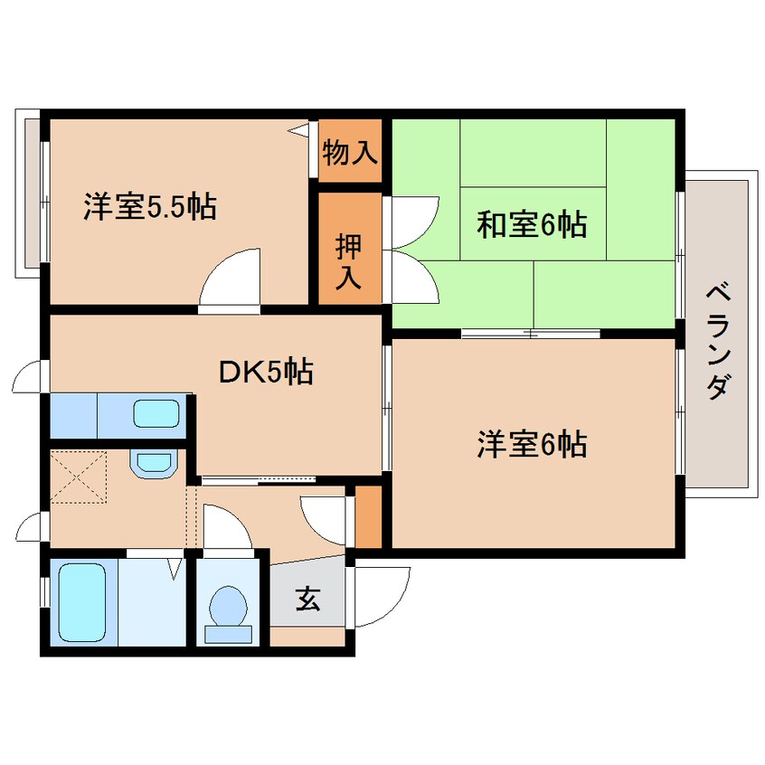 間取図 近鉄難波線・奈良線/近鉄奈良駅 バス15分木津南ソレイユ下車:停歩5分 2階 築25年