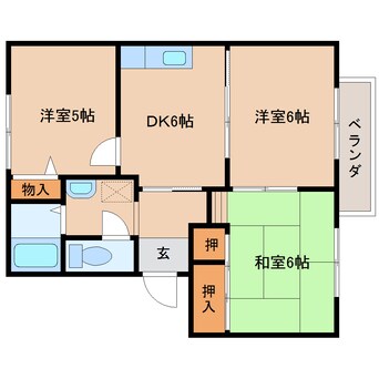 間取図 近鉄難波線・奈良線/近鉄奈良駅 バス15分木津南ソレイユ下車:停歩8分 2階 築27年