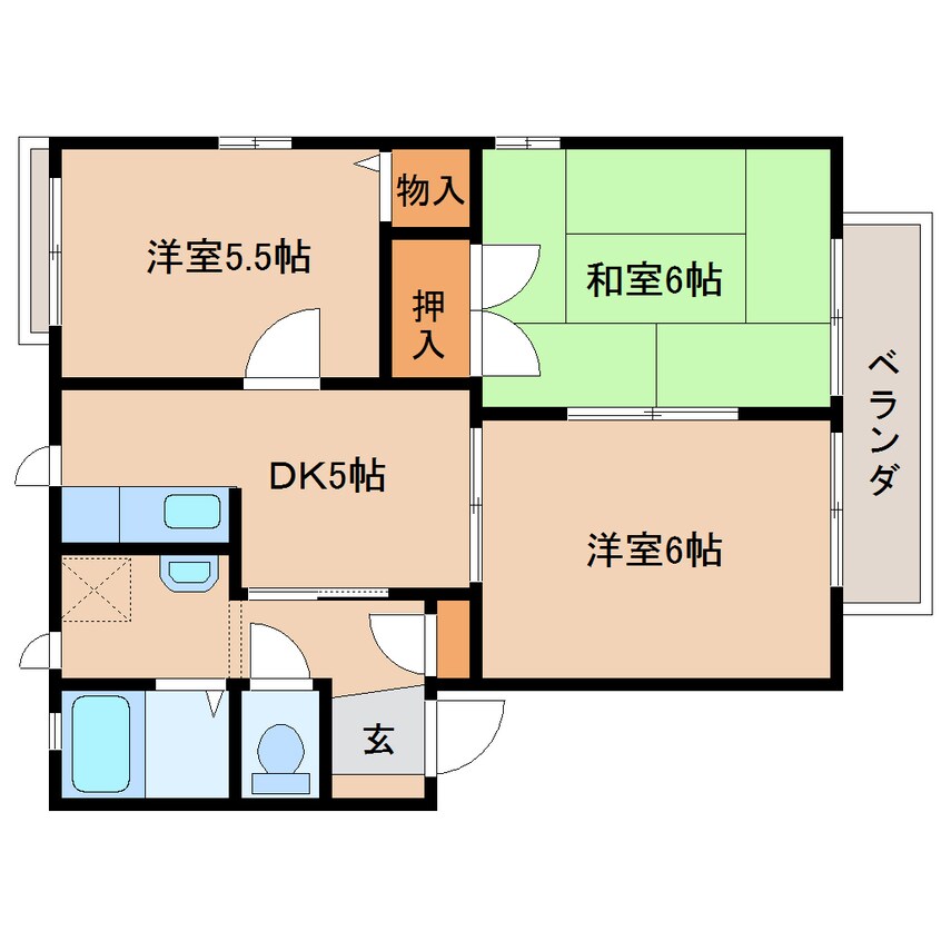 間取図 近鉄難波線・奈良線/近鉄奈良駅 バス15分木津南ソレイユ下車:停歩8分 1階 築25年