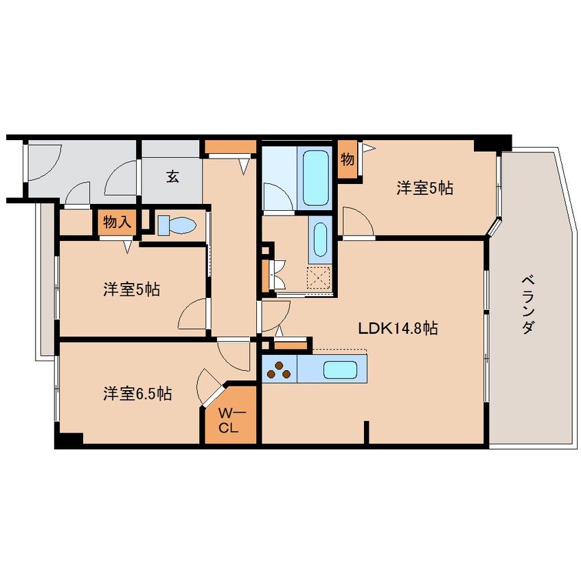 間取図 近鉄難波線・奈良線/近鉄奈良駅 バス7分北京終町下車:停歩3分 3階 築16年