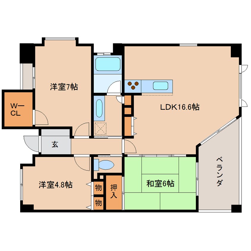 間取図 近鉄難波線・奈良線/近鉄奈良駅 バス7分北京終町下車:停歩3分 5階 築16年