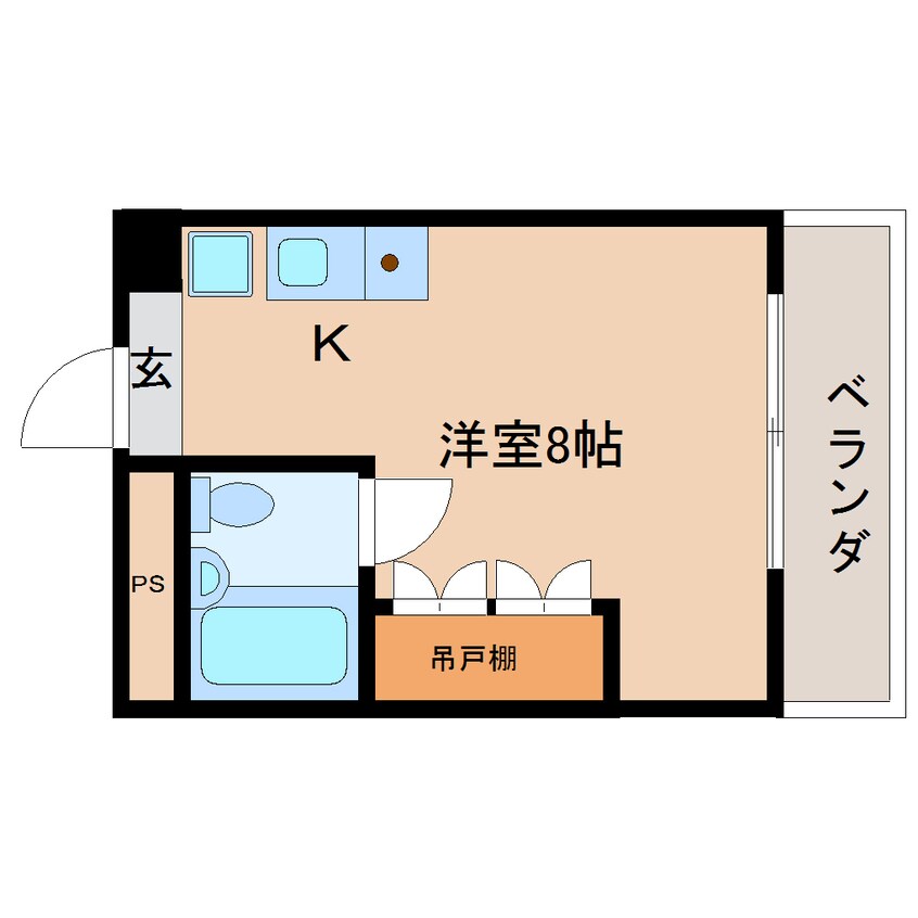 間取図 近鉄難波線・奈良線/新大宮駅 徒歩8分 3階 築38年