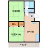 近鉄難波線・奈良線/新大宮駅 徒歩5分 2階 築46年 2DKの間取り