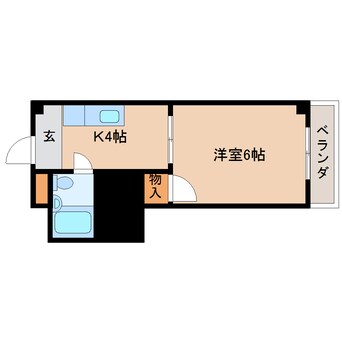 間取図 近鉄難波線・奈良線/新大宮駅 徒歩6分 1階 築33年