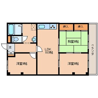 間取図 奈良線/平城山駅 徒歩3分 2階 築30年