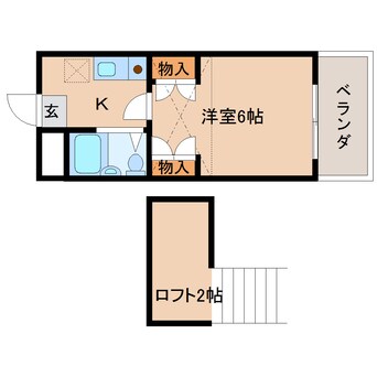 間取図 桜井線<万葉まほろば線>/京終駅 徒歩7分 3階 築31年