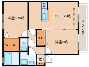 間取図 近鉄難波線・奈良線/新大宮駅 徒歩20分 2階 築15年