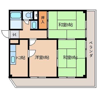 間取図 近鉄難波線・奈良線/新大宮駅 徒歩3分 2階 築44年