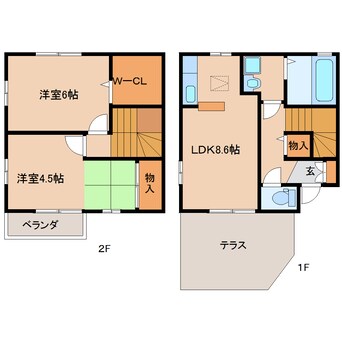 間取図 近鉄難波線・奈良線/新大宮駅 徒歩20分 1-2階 築15年