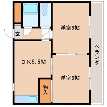 間取図 近鉄難波線・奈良線/新大宮駅 徒歩7分 2階 築31年