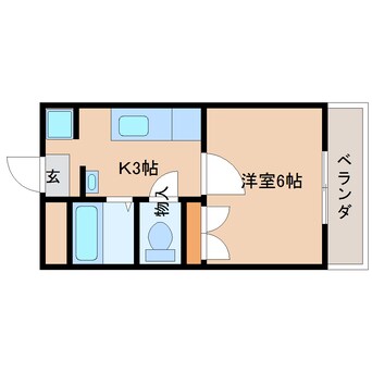 間取図 近鉄難波線・奈良線/新大宮駅 徒歩6分 3階 築34年
