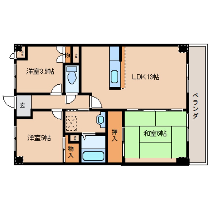 間取図 近鉄難波線・奈良線/新大宮駅 徒歩10分 2階 築29年
