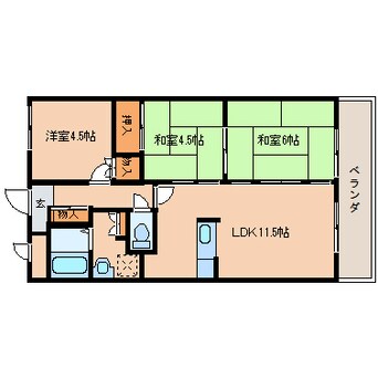 間取図 近鉄難波線・奈良線/新大宮駅 徒歩10分 5階 築28年