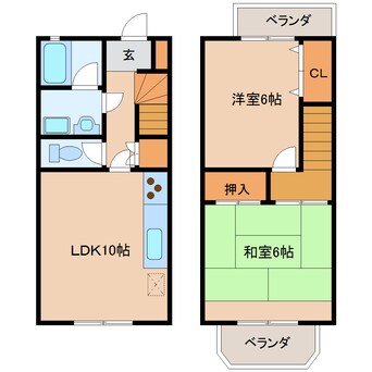 間取図 近鉄難波線・奈良線/新大宮駅 徒歩10分 1-2階 築35年