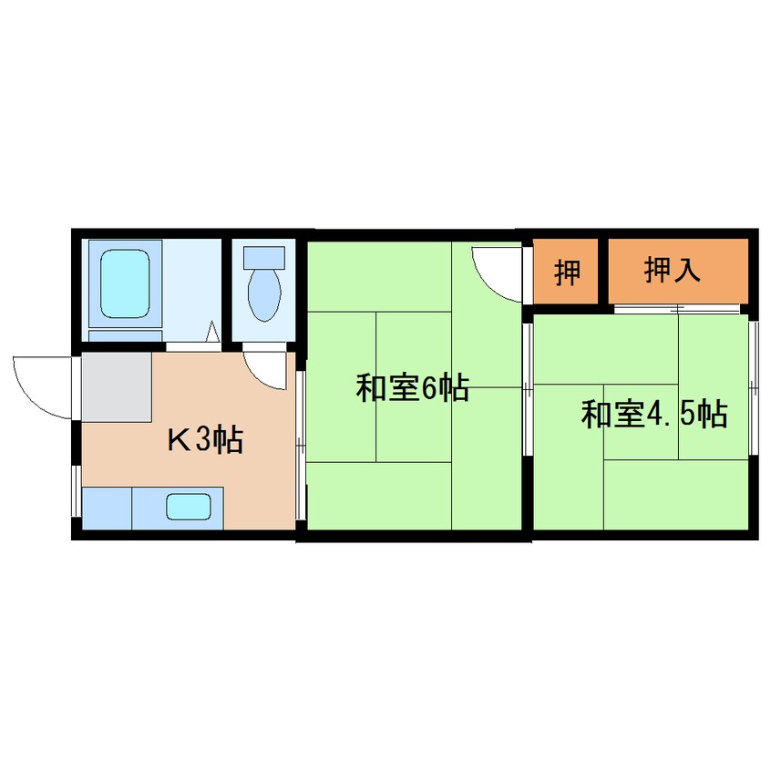 間取図 近鉄難波線・奈良線/新大宮駅 徒歩4分 2階 築43年