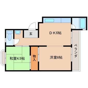 間取図 近鉄難波線・奈良線/新大宮駅 徒歩9分 4階 築50年