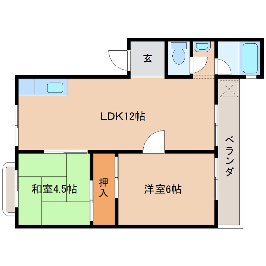 間取図 近鉄難波線・奈良線/新大宮駅 徒歩9分 4階 築50年