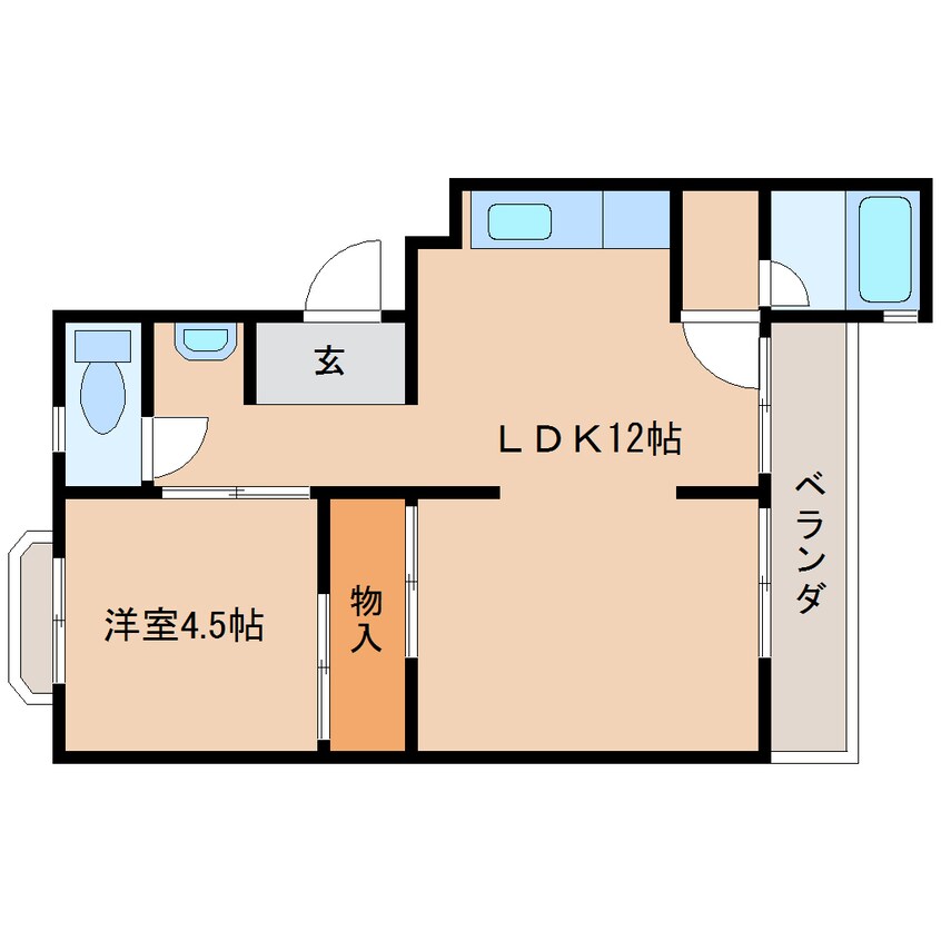 間取図 近鉄難波線・奈良線/新大宮駅 徒歩9分 2階 築50年