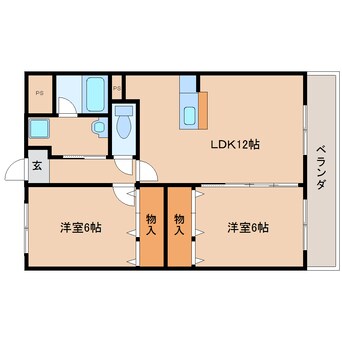 間取図 近鉄難波線・奈良線/新大宮駅 徒歩20分 2階 築22年