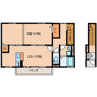 間取図 桜井線<万葉まほろば線>/帯解駅 徒歩9分 2階 築14年