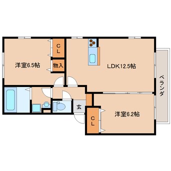 間取図 近鉄難波線・奈良線/近鉄奈良駅 バス10分神殿下車:停歩5分 2階 築14年