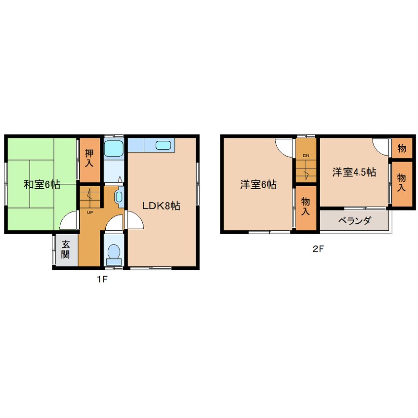 間取図 近鉄難波線・奈良線/新大宮駅 徒歩15分 1-2階 築34年