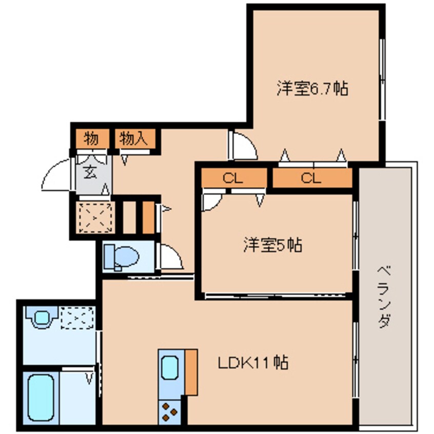 間取図 大和路線・関西本線/平城山駅 徒歩3分 2階 築12年