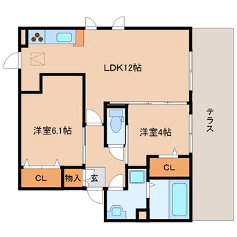 間取図 近鉄難波線・奈良線/新大宮駅 徒歩20分 1階 築13年