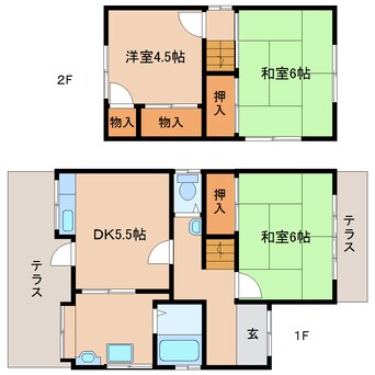 間取図 近鉄難波線・奈良線/新大宮駅 徒歩13分 1階 築39年