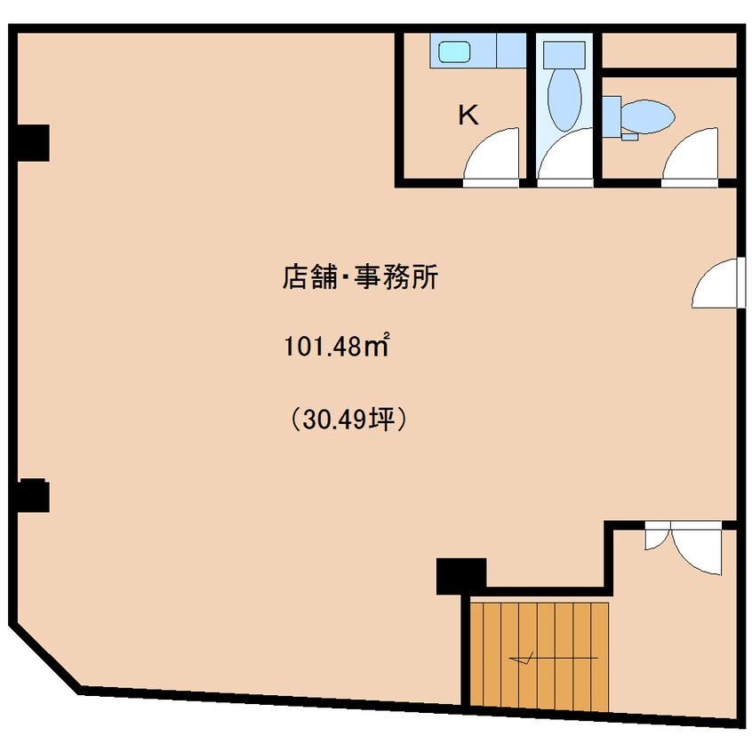 間取図 近鉄難波線・奈良線/新大宮駅 徒歩1分 2階 築44年