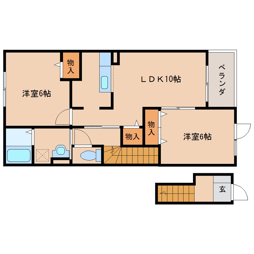 間取図 大和路線・関西本線/木津駅 徒歩23分 2階 築17年