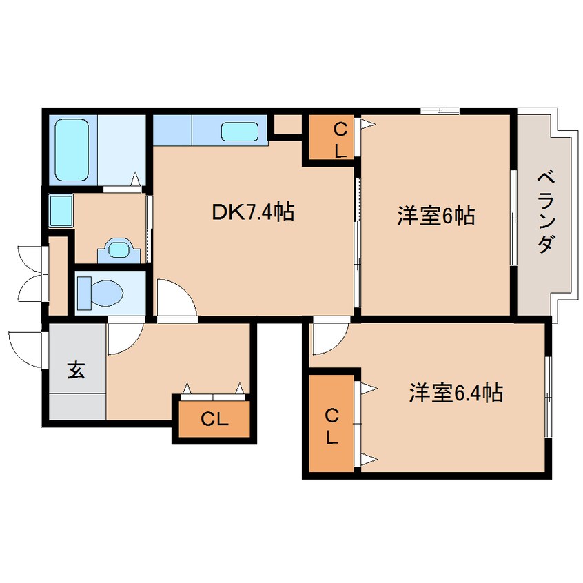 間取図 近鉄京都線/山田川駅 徒歩9分 1階 築18年