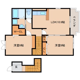 間取図 近鉄京都線/山田川駅 徒歩9分 2階 築18年