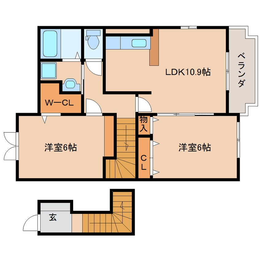 間取図 近鉄京都線/山田川駅 徒歩9分 2階 築18年