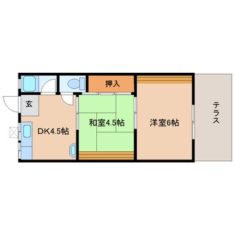 間取図 近鉄難波線・奈良線/新大宮駅 徒歩3分 1階 築47年