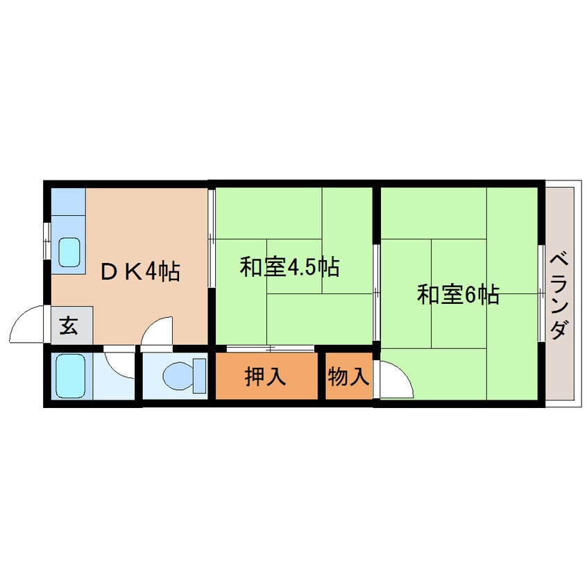 間取図 近鉄難波線・奈良線/新大宮駅 徒歩3分 2階 築47年