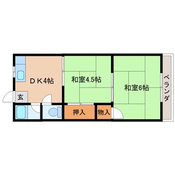 間取図 近鉄難波線・奈良線/新大宮駅 徒歩3分 2階 築47年