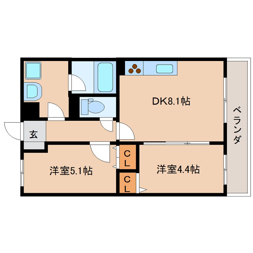 間取図 大和路線・関西本線/木津駅 徒歩4分 2階 築10年