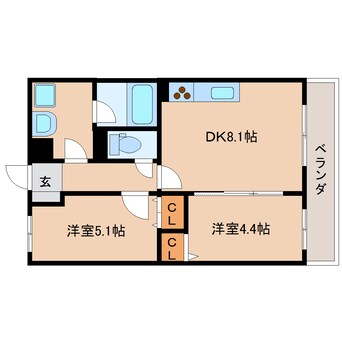 間取図 大和路線・関西本線/木津駅 徒歩4分 2階 築10年