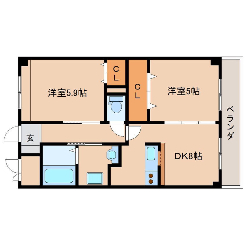 間取図 近鉄難波線・奈良線/近鉄奈良駅 バス10分高畑住宅前下車:停歩2分 3階 築10年