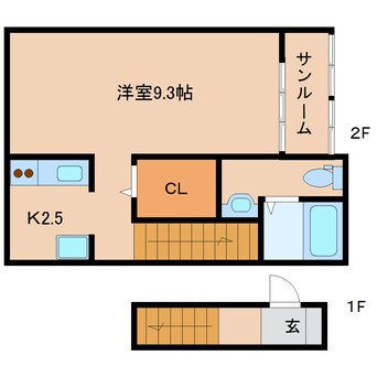 間取図 近鉄難波線・奈良線/新大宮駅 徒歩13分 2階 築10年