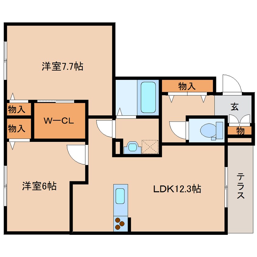 間取図 学研都市線<片町線>・JR東西線/西木津駅 徒歩10分 1階 築11年