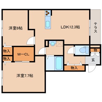 間取図 学研都市線<片町線>・JR東西線/西木津駅 徒歩10分 1階 築9年