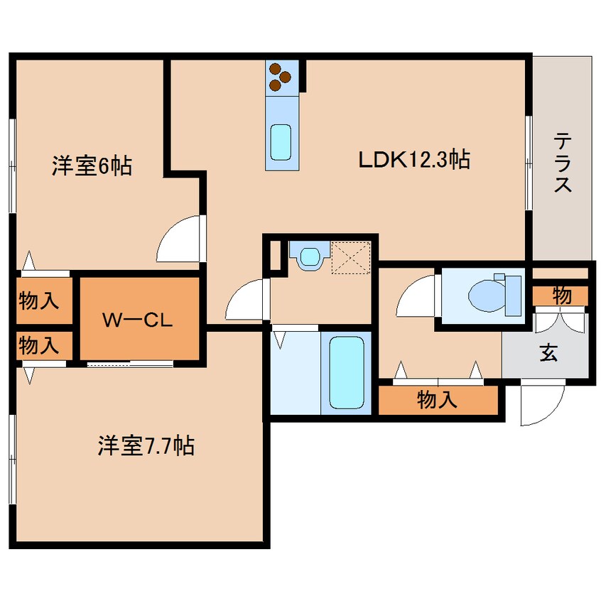 間取図 学研都市線<片町線>・JR東西線/西木津駅 徒歩10分 1階 築9年