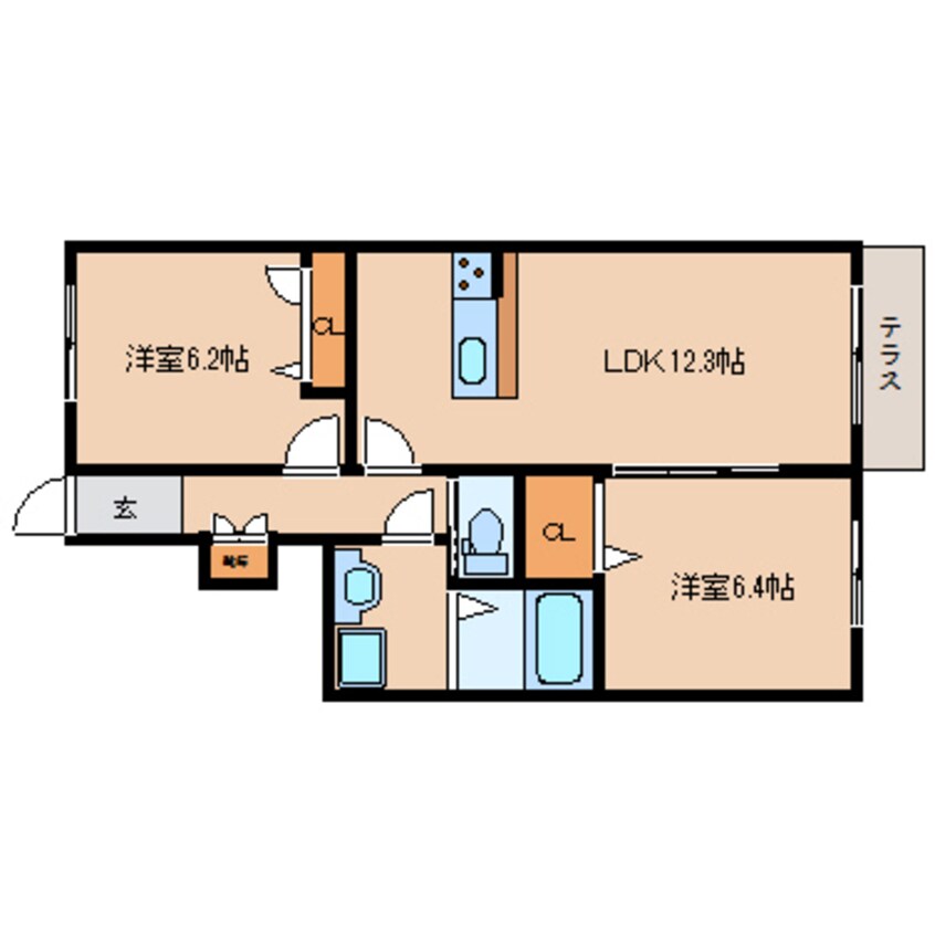 間取図 大和路線・関西本線/郡山駅 徒歩23分 1階 築9年