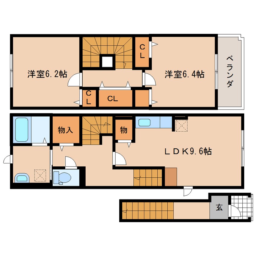 間取図 大和路線・関西本線/木津駅 徒歩15分 2階 築10年